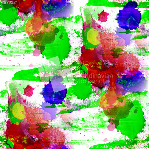 Image of green blue red watercolor texture painting colorful background w