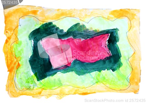Image of abstract yellow, green isolated watercolor stain