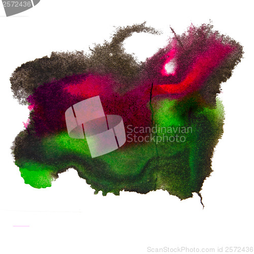 Image of abstract green purple black isolated watercolor stain raster ill