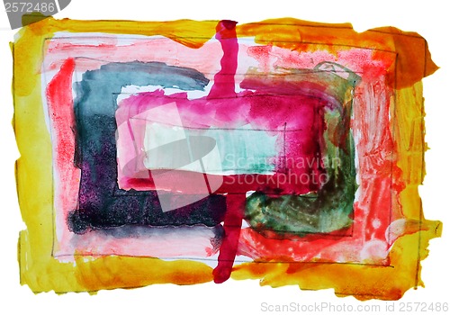 Image of abstract yellow, red isolated watercolor stain