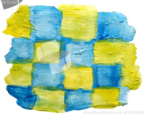 Image of art yellow, blue watercolor isolated for your design