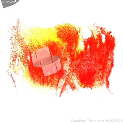 Image of abstract red yellow isolated watercolor stain raster illustratio