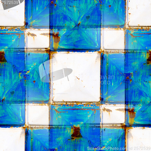 Image of seamless texture rusty white and blue squares