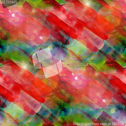 Image of sun glare background red, green watercolor seamless texture abst