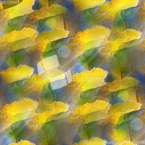 Image of yellow, green, blue background texture watercolor seamless abstr