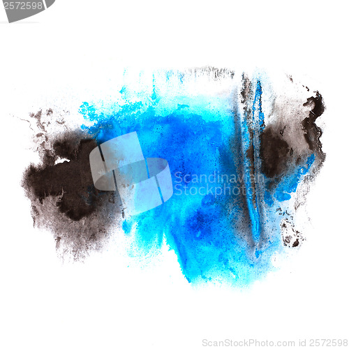 Image of abstract isolated blue black watercolor stain raster illustratio