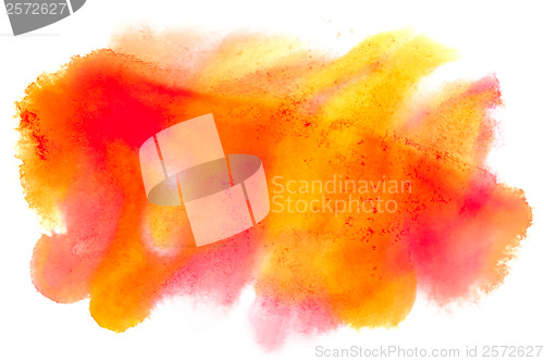Image of yellow watercolor orange macro spot blotch texture isolated on a