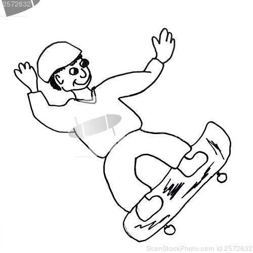 Image of monster skateboard evil hero hand drawing isolated
