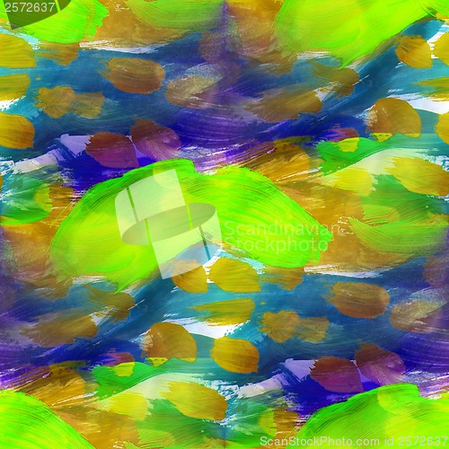 Image of texture watercolor green, blue, brown seamless