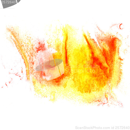 Image of abstract yellow orange isolated watercolor stain raster illustra