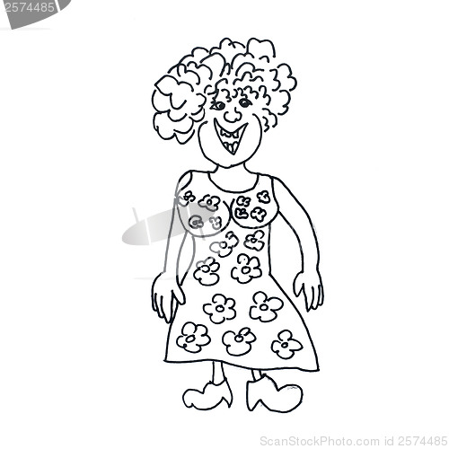 Image of monster woman housewife evil hero hand drawing isolated