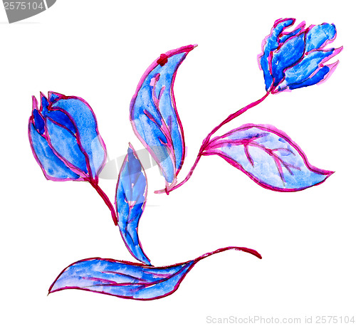 Image of abstract floral blue purple watercolor flowers paint picture iso