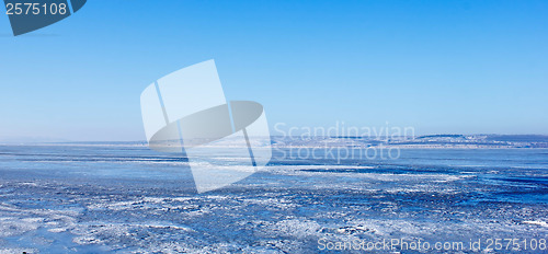Image of River Volga winter ice landscape Russia