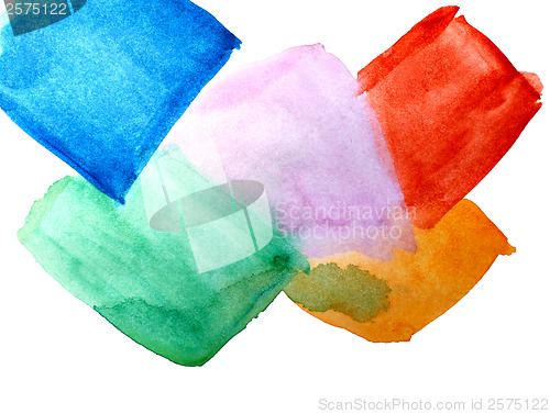 Image of watercolor square blue brown purple green isolated on white for