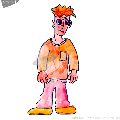 Image of monster watercolor teen boy evil hero hand drawing isolated