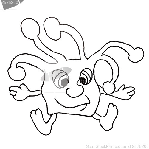 Image of monster cheerful evil hero hand drawing isolated