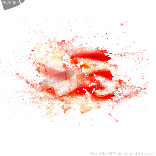 Image of abstract watercolor blot texture patch of red isolated on white 