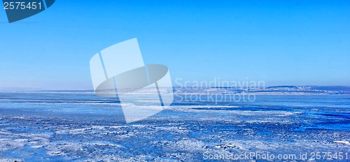 Image of frozen ice lake winter winter landscape blue sky Baikal nature a