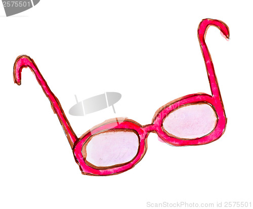 Image of eye glasses pattern pink red watercolor solated on white backgro