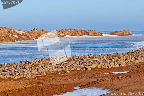 Image of coast of antarctica arctic ocean water ice