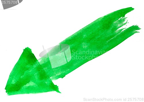 Image of paint brush green arrow pointer watercolor texture stroke color