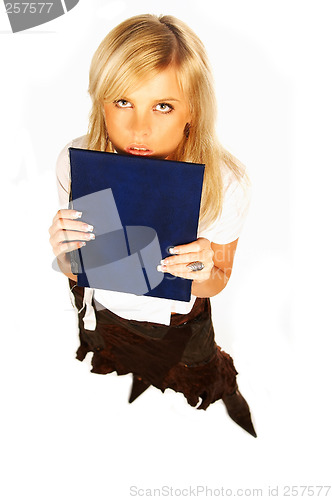 Image of women holding cell phone and folder