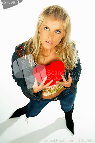 Image of girl holding a red velvet heart
