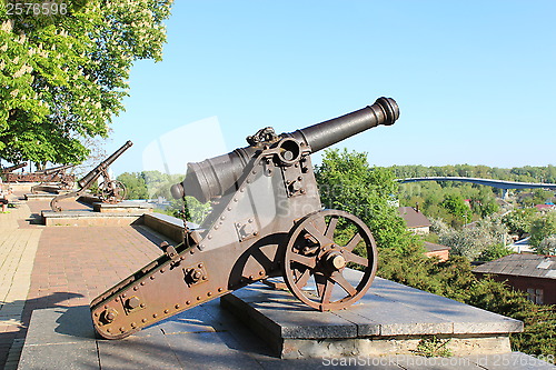 Image of old cannons in park of Chernigov town