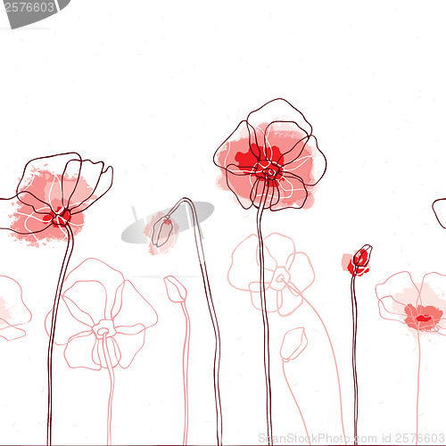 Image of Red poppies on a white background