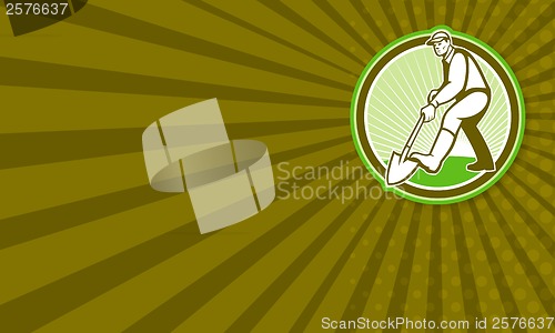 Image of Gardener Landscaper Digging Shovel Circle