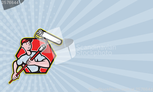Image of House Painter Paint Roller Painting Cartoon