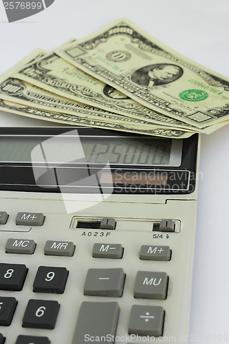 Image of dollar bank notes and calculator