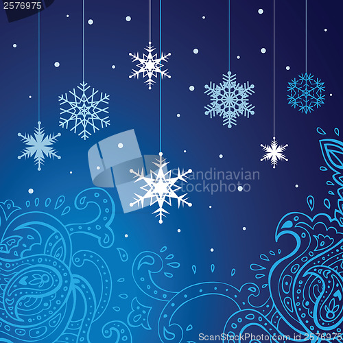 Image of Snowflakes  vector background.