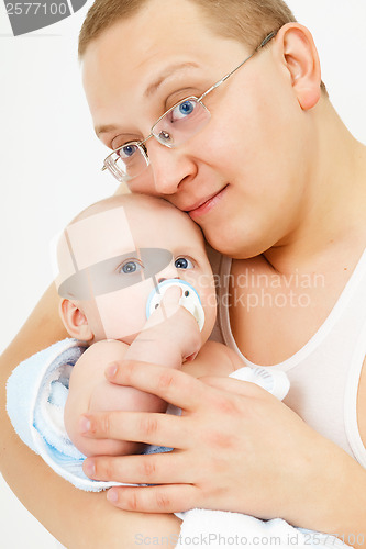 Image of happy father with baby child