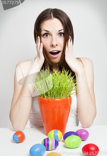 Image of Surprised easter girl