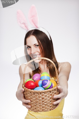 Image of Girl with easter egg basket
