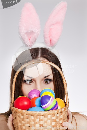 Image of Girl with easter egg basket