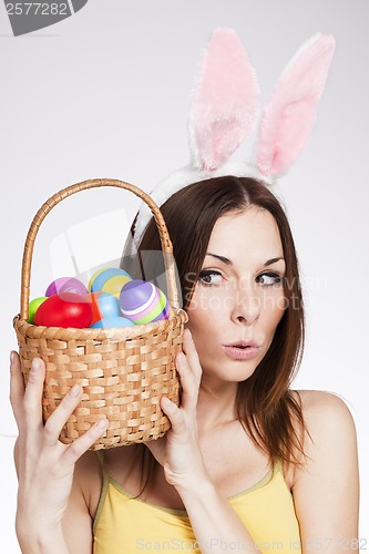 Image of Girl with easter egg basket