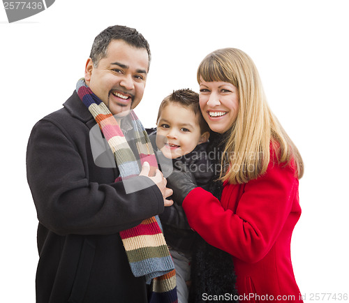 Image of Happy Young Mixed Race Family Isolated on White