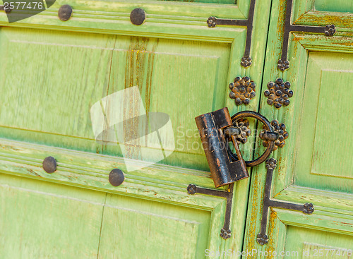 Image of old metal door lock