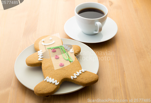 Image of Gingerbread cookie and coffee 