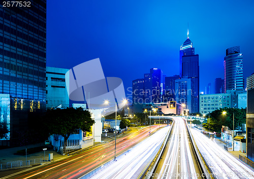 Image of Traffic in Hong Kong at night