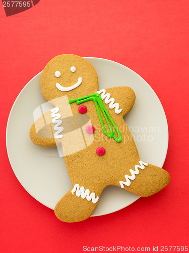 Image of Gingerbread cookies with red background