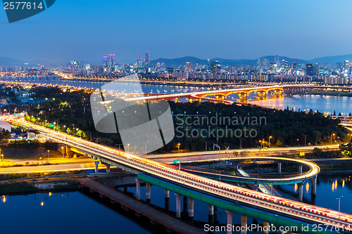 Image of Seoul skyline at night