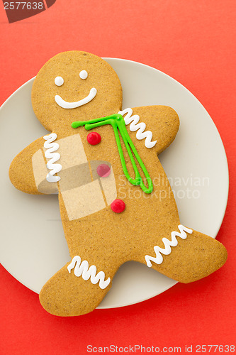 Image of Gingerbread with red background