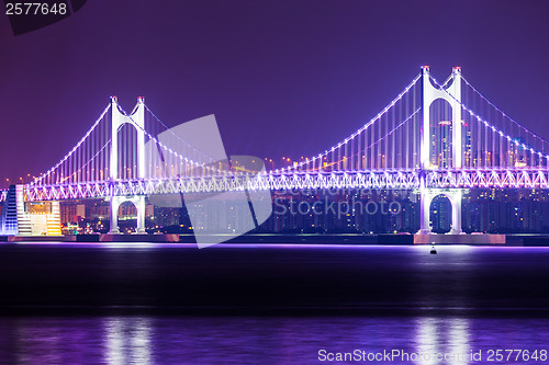 Image of Busan city with suspension bridge