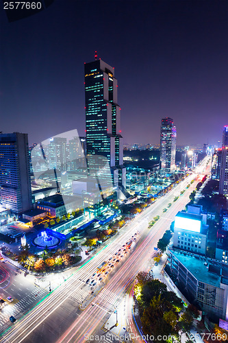 Image of Gangnam District in Seoul city at night