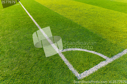 Image of Corner of a synthetic football field 