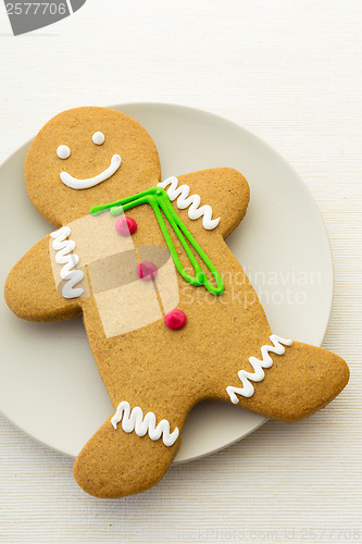 Image of Gingerbread man cookies on white plate