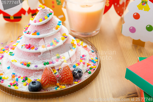 Image of Christmas cake and decoration